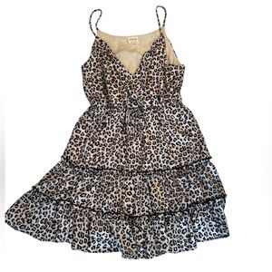 Peach Love California Leopard Print Tassel Tie Elastic Waist Sleaveless -Size Lg